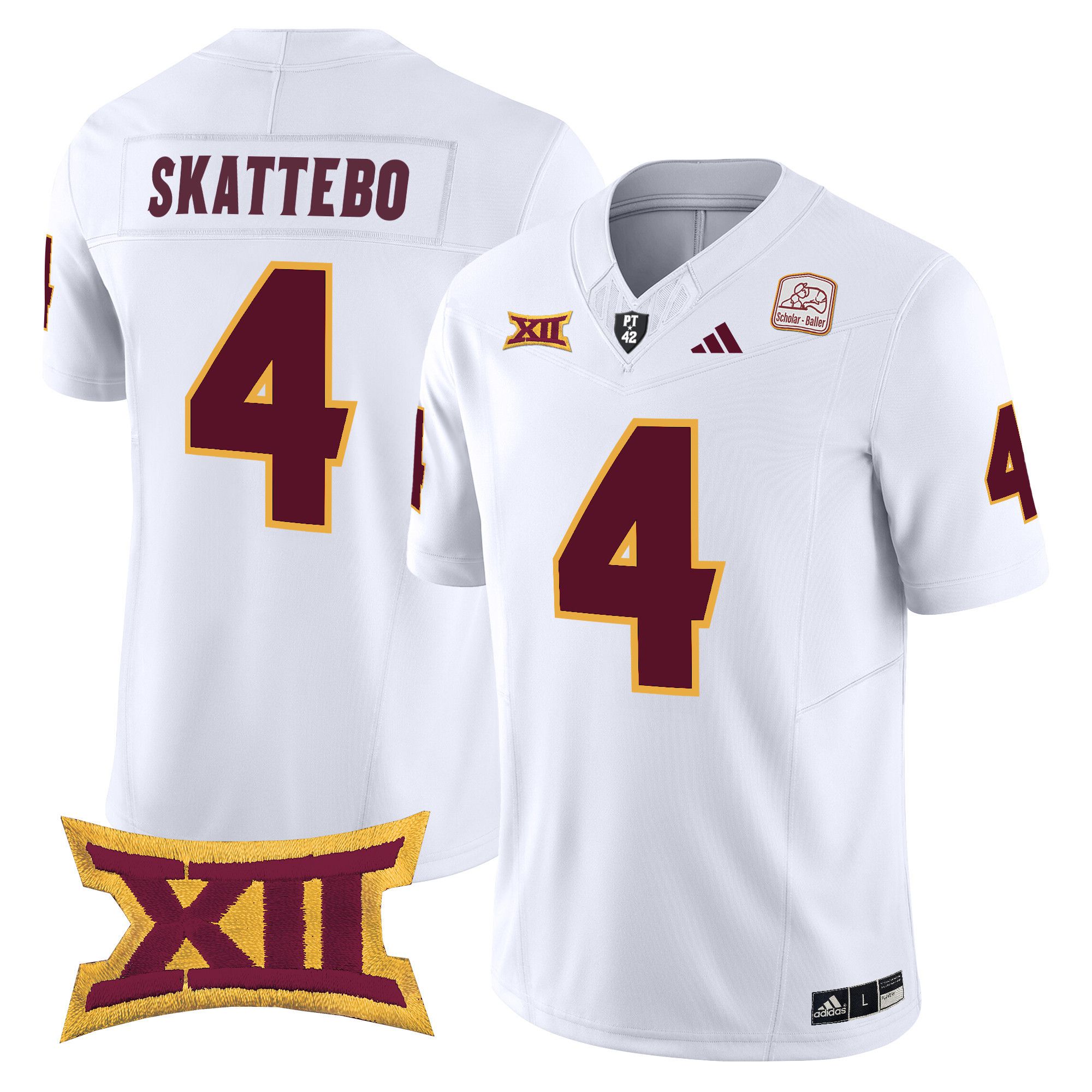 Men Arizona State Sun Devils #4 Skattebo White Red 2024 Vapor Limited NCAA Jersey-0